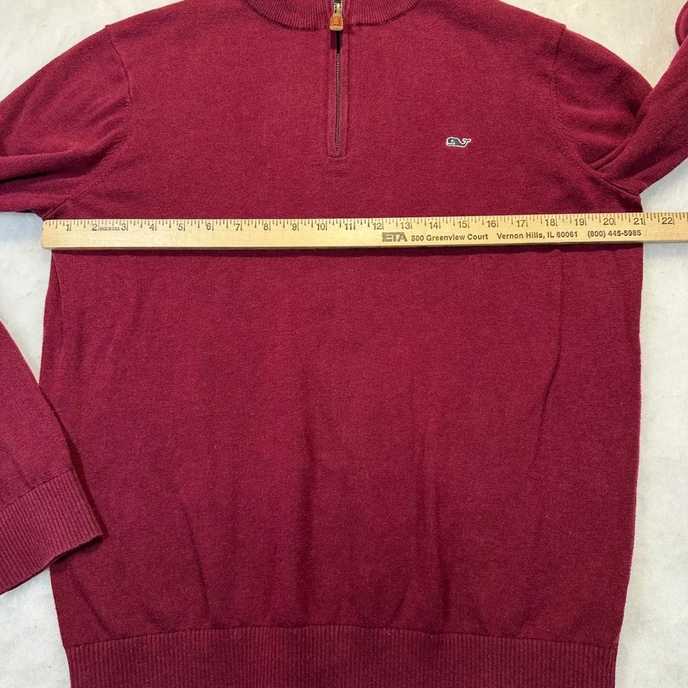 Vineyard Vines‎ Quarter Zip Sweater Mens Medium Burgundy Preppy Cotton Pullover